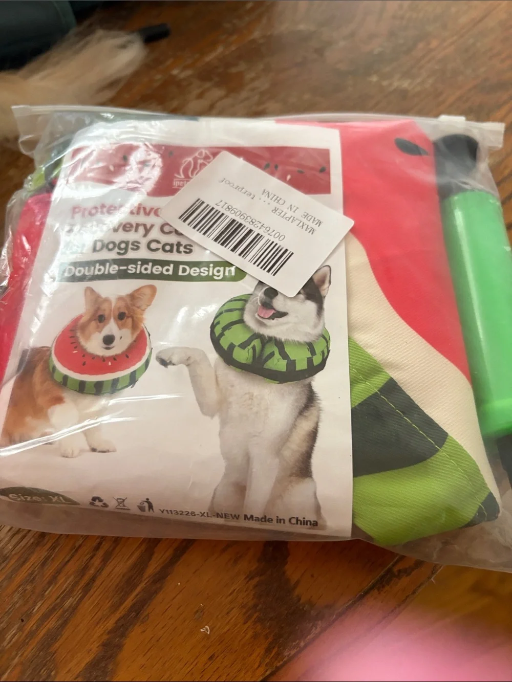 NEW XL Pink & Green Inflatable Dog Donut Recovery Collar